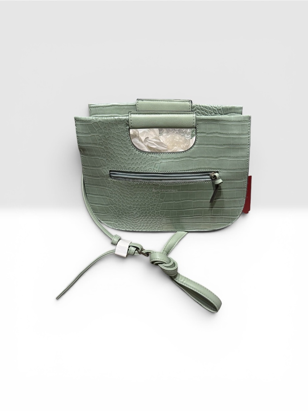 Mint Croc-Embossed Leather Crossbody Bag - Mint